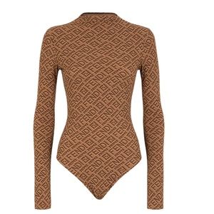 NWT!! FENDI x SKIMS MOCK NECK LONG SLEEVE BODYSUIT SZ. 3X Color: California